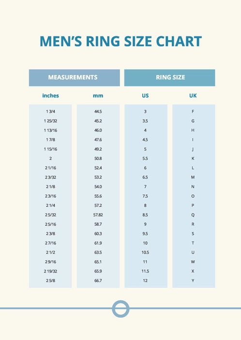 Mens Ring Size Chart