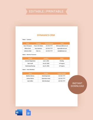 Dynamics CRM Template