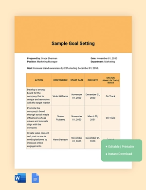 Sample Goal Setting Template