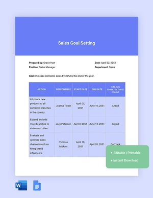 Sales Goal Setting Template