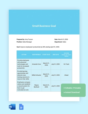 Small Business Goal Setting Template
