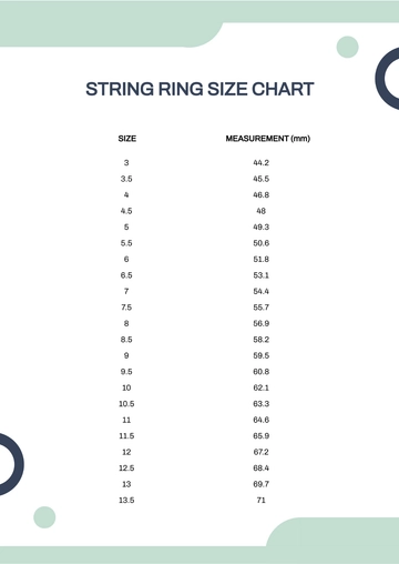 Free String Ring Size Chart Template to Edit Online