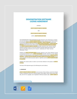 Demonstration Software License Agreement Template
