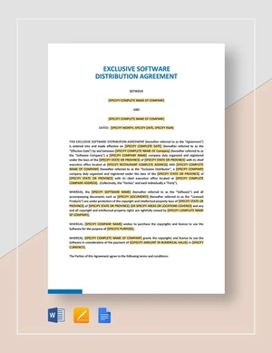 Exclusive Software Distribution Agreement Template