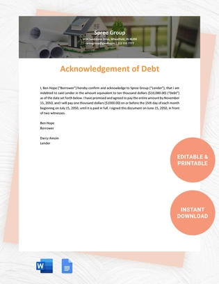 Indiana IOU Template