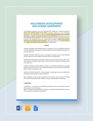 Multimedia Development and License Agreement Template