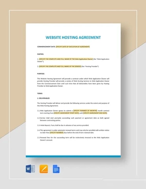 Website Hosting Agreement Template
