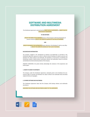 Software and Multimedia Distribution Agreement Template
