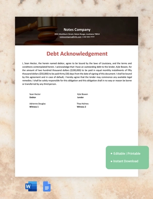 Louisiana IOU Template