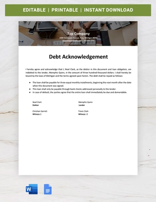 Michigan IOU Template