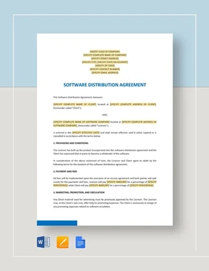 Software Distribution Agreement Template Software Distribution Agreement Template