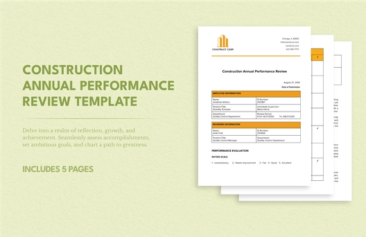 Construction Annual Performance Review Template