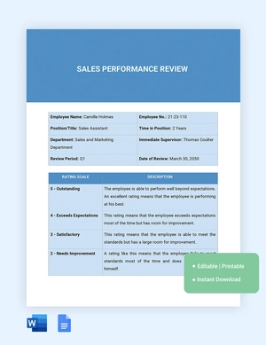 Sales Performance Review Template
