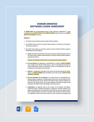 Vendor-Oriented Software License Agreement Template