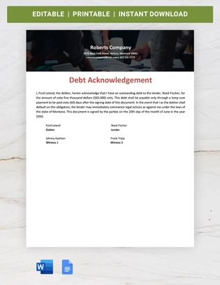 Montana IOU Template