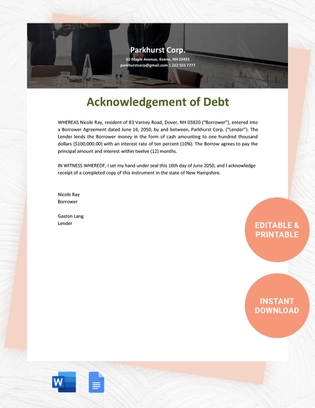 New Hampshire IOU Template