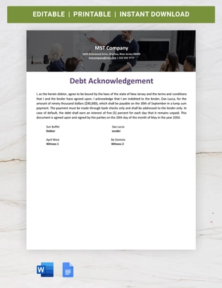 New Jersey IOU Template