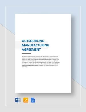 Outsourcing Manufacturing Agreement Template Outsourcing Manufacturing Agreement Template