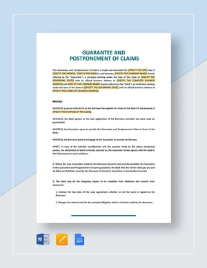 Guarantee and Postponement of Claims Template