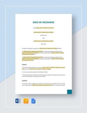 Deed of Discharge Template