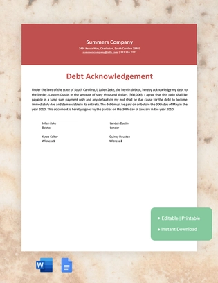 South Carolina IOU Template