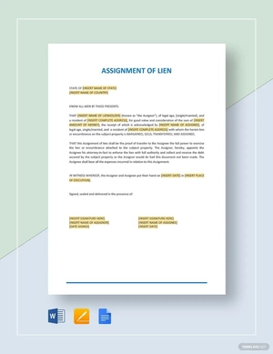 Assignment of Lien Template