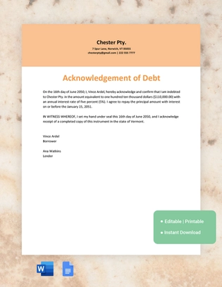 Vermont IOU Template