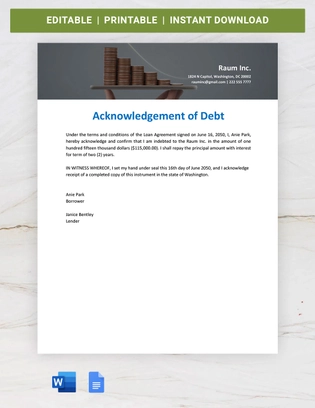 Washington IOU Template