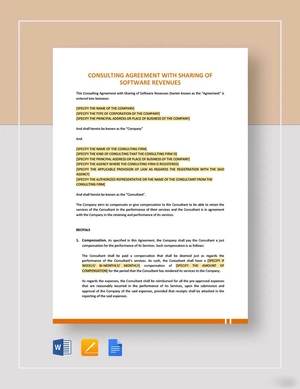 Consulting Agreement with Sharing of Software Revenues Template