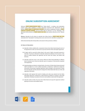 Online Subscription Agreement Template