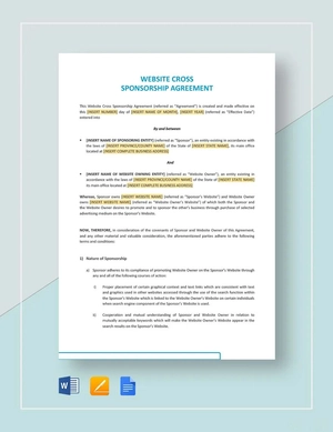 Website Cross Sponsorship Agreement Template