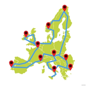 Europe Road Map Clipart