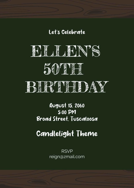 Chalkboard 50th Birthday Invitation Template
