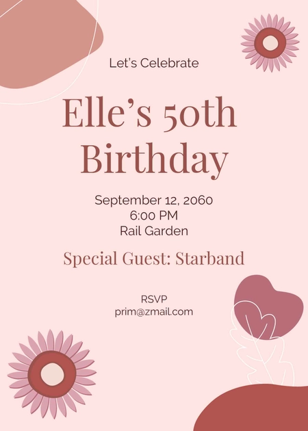 Elegant 50th Birthday Invitation Elegant 50th Birthday Invitation