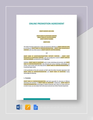 Online Promotion Agreement Template Online Promotion Agreement Template