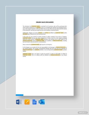 Online Sales Disclaimer Template