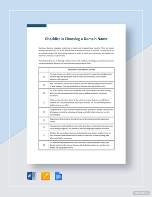 Checklist Choosing a Domain Name Template Checklist Choosing a Domain Name Template