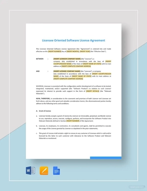 Licensee Oriented Software License Agreement Template