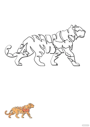 Watercolor Tiger Coloring Page