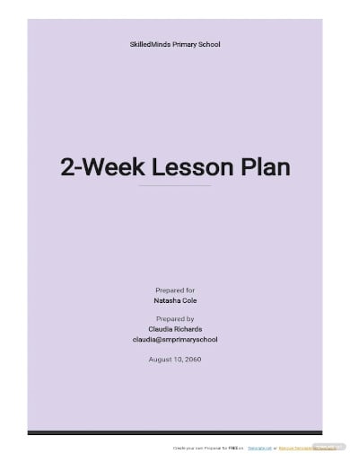 free blank 2 week lesson plan template