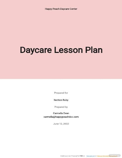 free blank daycare lesson plan template
