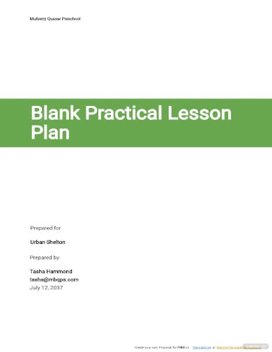 free blank practical lesson plan template