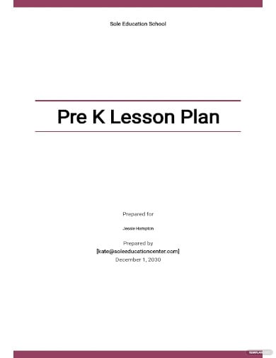 free blank pre k lesson plan template