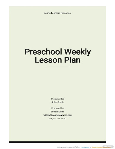 free blank preschool weekly lesson plan template