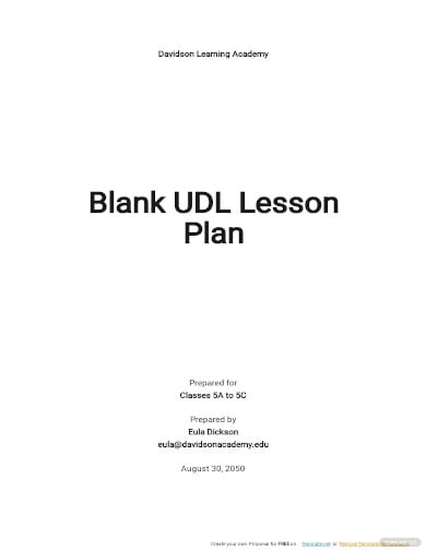 free blank udl lesson plan template