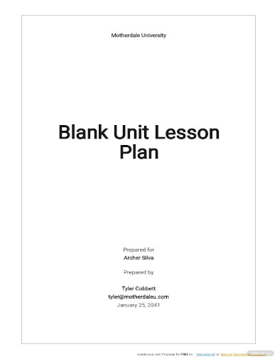 free blank unit lesson plan template