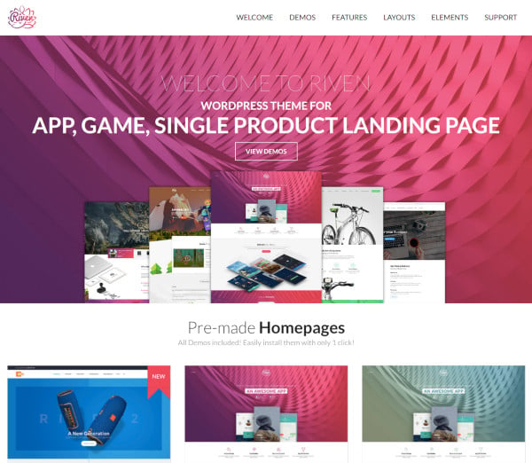 single product app landing page wordpress theme