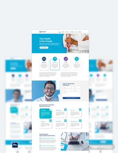 clinic psd landing page template