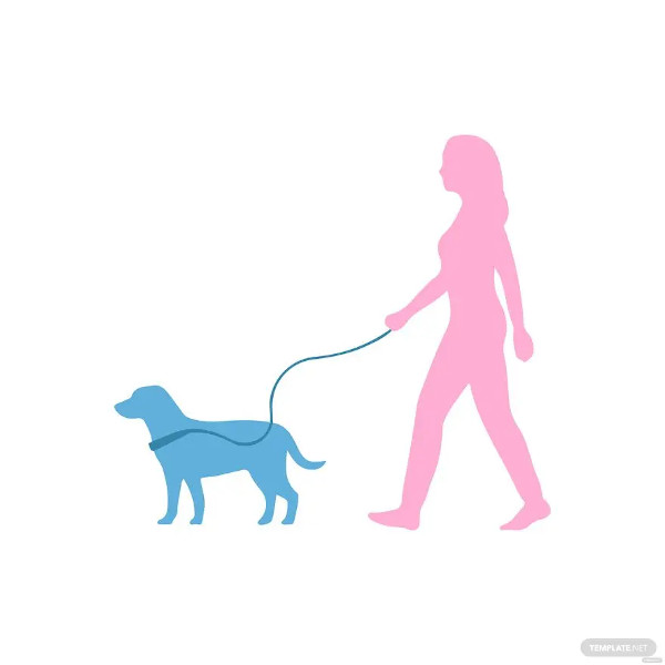 dog walking clipart