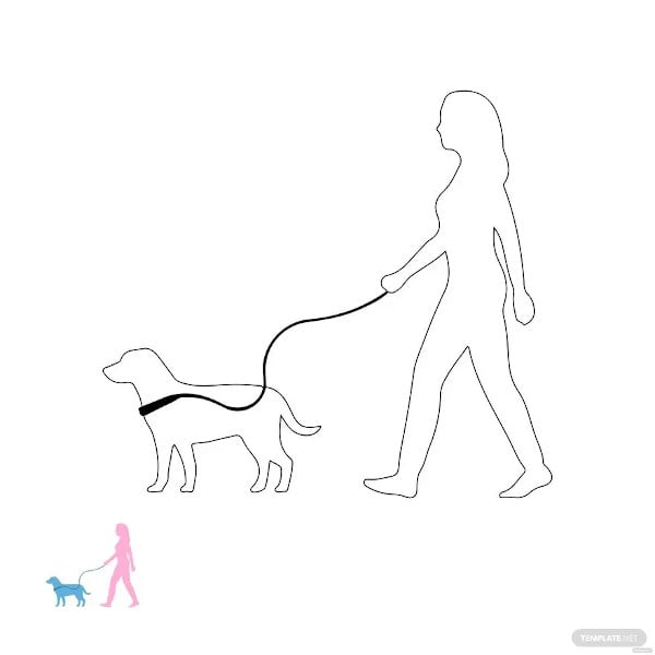 dog walking coloring page